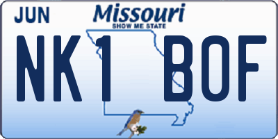 MO license plate NK1B0F