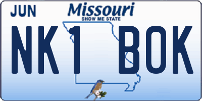 MO license plate NK1B0K