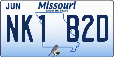 MO license plate NK1B2D