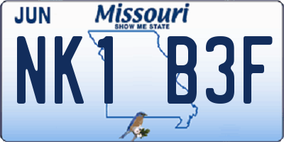 MO license plate NK1B3F