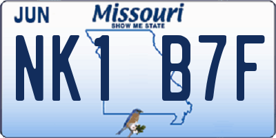 MO license plate NK1B7F