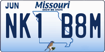 MO license plate NK1B8M
