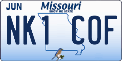 MO license plate NK1C0F