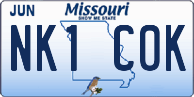 MO license plate NK1C0K