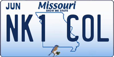 MO license plate NK1C0L