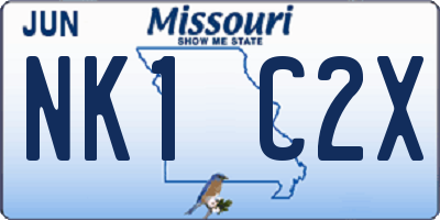 MO license plate NK1C2X