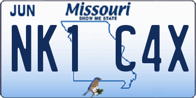 MO license plate NK1C4X
