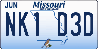 MO license plate NK1D3D