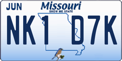 MO license plate NK1D7K