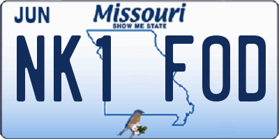 MO license plate NK1F0D