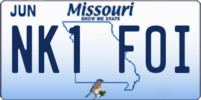 MO license plate NK1F0I