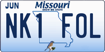 MO license plate NK1F0L
