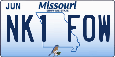 MO license plate NK1F0W
