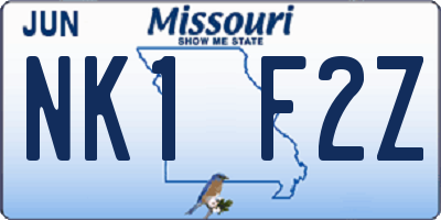 MO license plate NK1F2Z