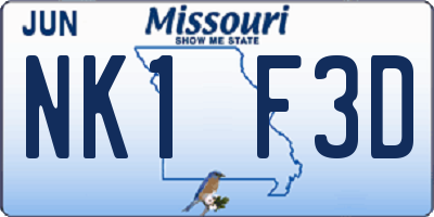 MO license plate NK1F3D