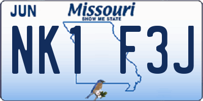 MO license plate NK1F3J