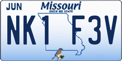 MO license plate NK1F3V