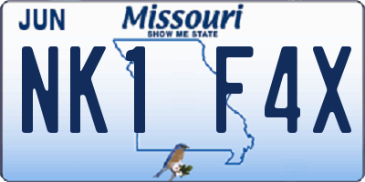 MO license plate NK1F4X