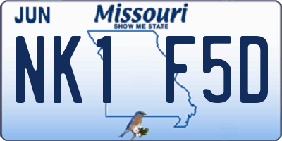 MO license plate NK1F5D