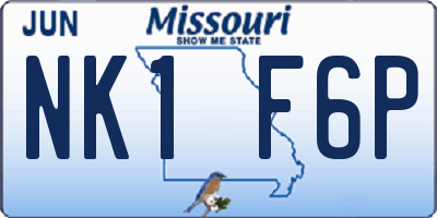 MO license plate NK1F6P