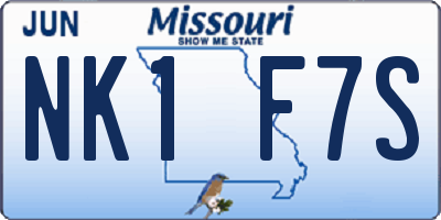 MO license plate NK1F7S