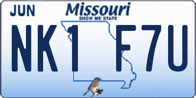 MO license plate NK1F7U