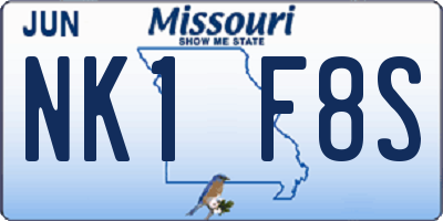 MO license plate NK1F8S