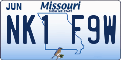 MO license plate NK1F9W