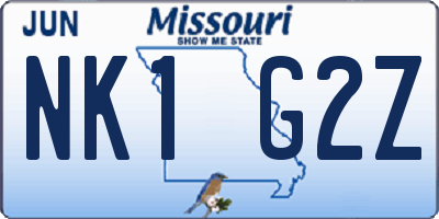 MO license plate NK1G2Z