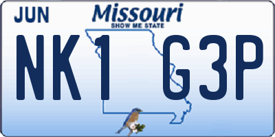 MO license plate NK1G3P