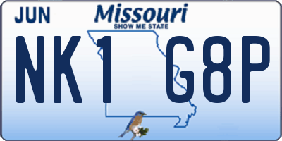 MO license plate NK1G8P
