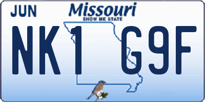 MO license plate NK1G9F