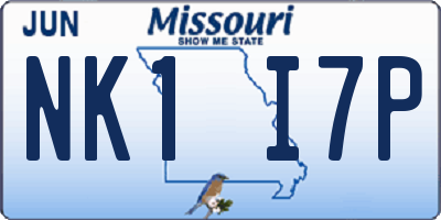 MO license plate NK1I7P