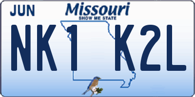 MO license plate NK1K2L