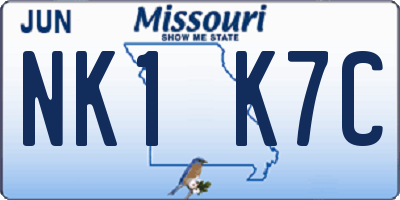 MO license plate NK1K7C