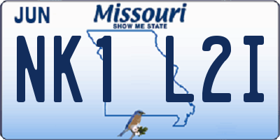 MO license plate NK1L2I