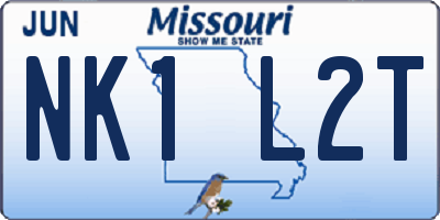 MO license plate NK1L2T