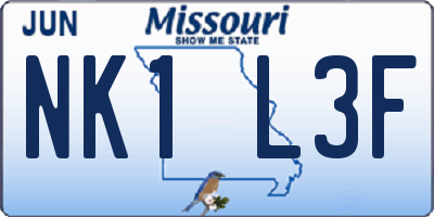 MO license plate NK1L3F