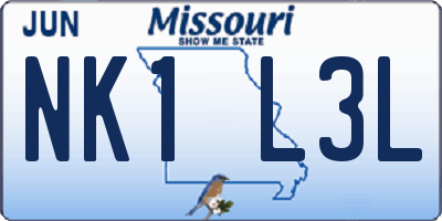 MO license plate NK1L3L