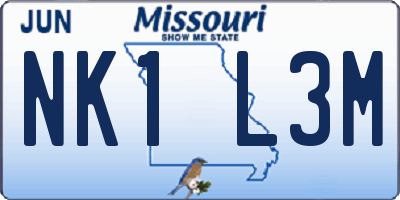MO license plate NK1L3M