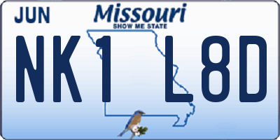 MO license plate NK1L8D
