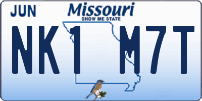 MO license plate NK1M7T