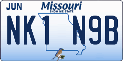 MO license plate NK1N9B