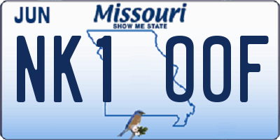 MO license plate NK1O0F
