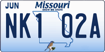 MO license plate NK1O2A