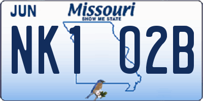 MO license plate NK1O2B