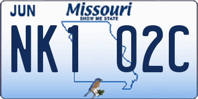 MO license plate NK1O2C