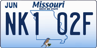 MO license plate NK1O2F
