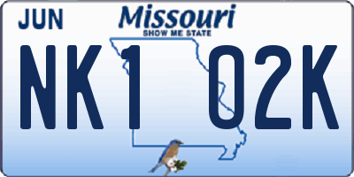 MO license plate NK1O2K