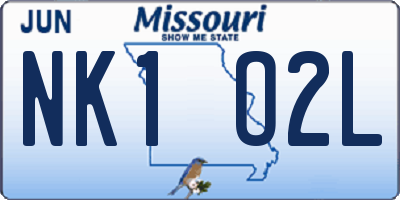 MO license plate NK1O2L